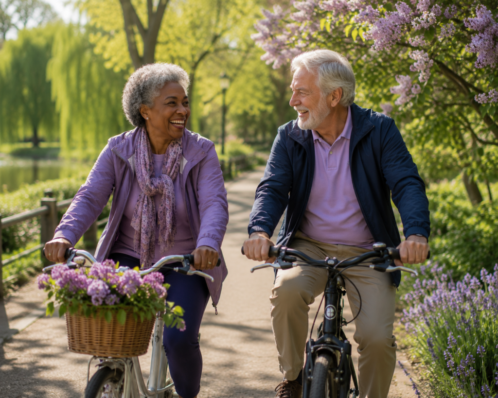 Illustrated image of a professional carer with an elderly client at home
