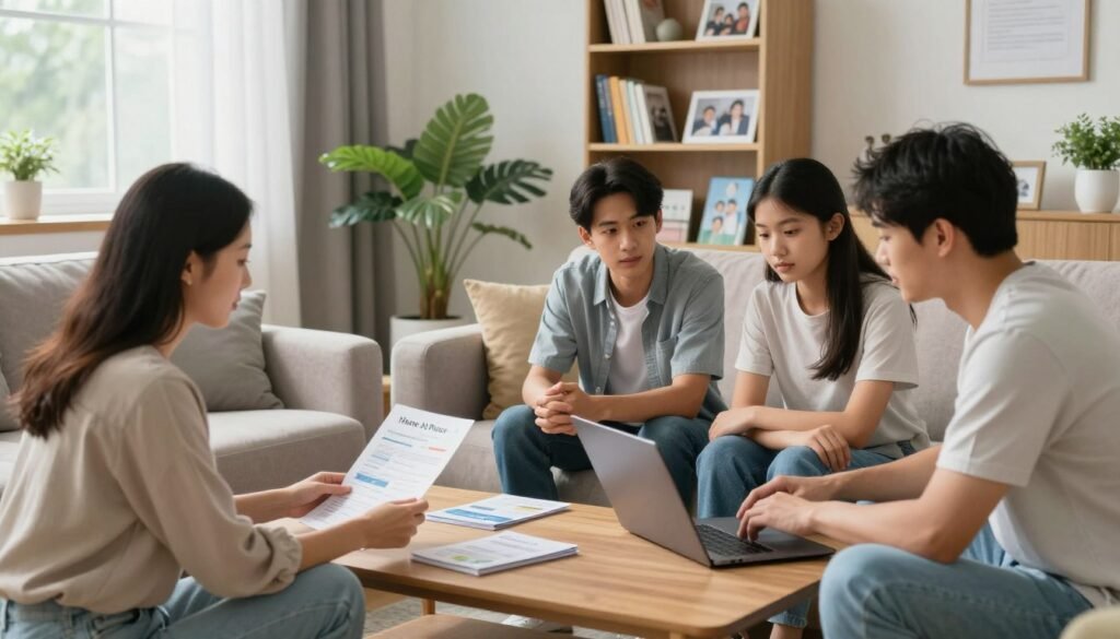 A family checking specialist health services and local referrals A family checking specialist health services and local referrals